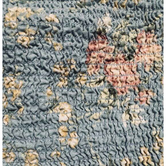 American Eagle Floral Pattern Shirred Crop Top Cotton/Linen Blend Size XL - Picture 5 of 10